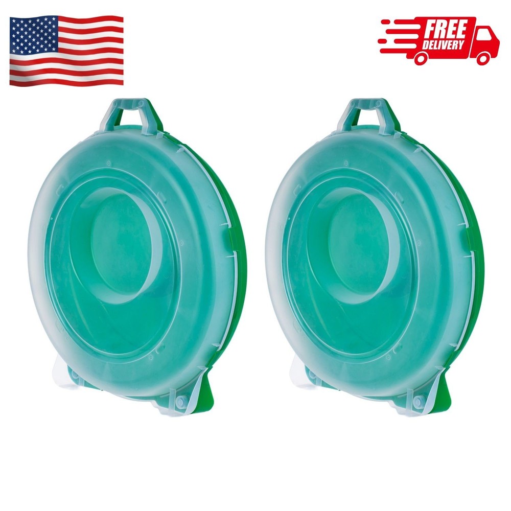 24″ Wreath Storage Container with Latches and Handle , Clear-Green, 2 Pk