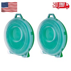 24″ Wreath Storage Container with Latches and Handle , Clear-Green, 2 Pk