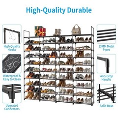 10-Tier Large Capacity Metal Shoe Rack 80-Pair Shoe Storage Organizer – Black