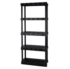 Hyper Tough 5-Tier Black Plastic Shelf Unit, 68.8 H x 30 W x 13.88 D, 350 lb Cap