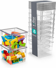 Large Clear Plastic Bins with Lids – Stackable Organizer for Toys, Clothes, Medi