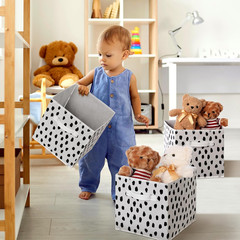 11″ Fabric Storage Cube Bins – 6 Pcs Polka Dot Organizer for Toys & Clothes