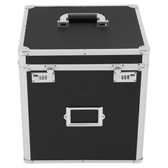 Vinyl Record Storage Case Aluminium Waterproof Holds 50 LPs, 12″ Sleeves Black