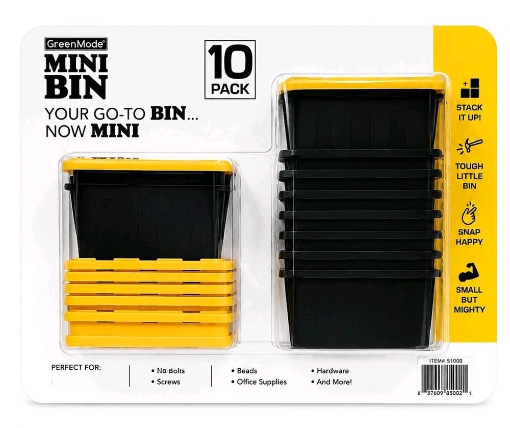 Mini Bin 10 Pack – Stackable Storage Bins with Lids for Organizing By Greenmade