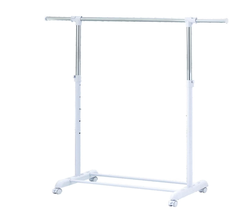 Mainstays Adjustable Metal Rolling Garment Clothes Rack, Chrome & White……