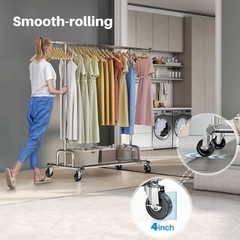 Clothing Garment Rack with Wheels Rolling Heavy Duty 525LBS Capacity Collapsible