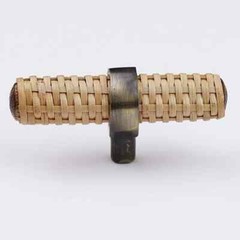 30 Pack Rattan Boho Wood T Bar Knobs
