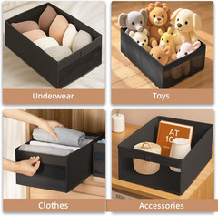 6 Pack Foldable Storage Bins with Clear Window for Closet & Office Organization