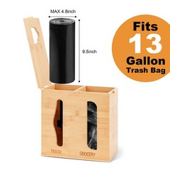 Bamboo Under Sink Organizer with Lock, 2-in-1 Trash Bag Holder & Storage Box
