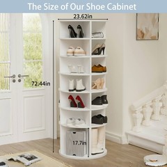 7 Tier Rotating Shoe Rack Tower 360° Revolving Shoe Display Carousel White