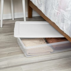 Sterilite 41 Quart Storage Box, Clear Plastic Storage Bin with Snap-on Lid.
