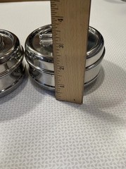 Stainless Steel Round Multi Purpose Storage Container Set of 2, Handle Lid