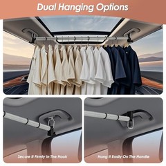 Car Clothes Hanger Bar, Adjustable 30-64 Inch Clothes Rack for Car Travel,