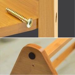 Solid Bamboo Hall Tree 10 Hook Clothes Coat Rack 3Tier Corner Home Garment Shelf