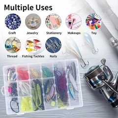 36 Grids Clear Plastic Organizer Box Storage Jewelry Box w/ Adjustable Dividers