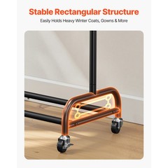 Uimoso Mobile Garment Rack with Hanging Rods, Side Hooks Clothes Storage Shelves