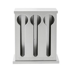 8.07*3.54*9.25“ Silver 3 Compartment Stainless Steel Cutlery Organizer With Lid