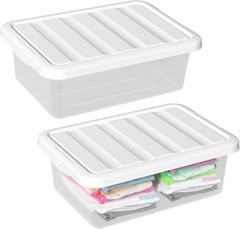Clear Stackable Storage Bins with Lids, 14 Quart, Set of 2