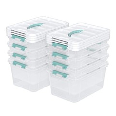 8-Pack 14 Qt Clear Organizing Container with Lid, Plastic Latch Box with Handles