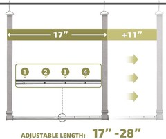 Hanging Closet Rod, 17-28In Width and Up to 32In Height Closet Extender, Double