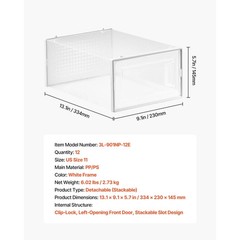 Shoe Storage Boxes 12 Pack Stackable Shoe Storage Organizers US Size 11 White