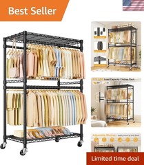 P4 Plus Rolling Clothes Rack Heavy Duty, Clothing Racks for Hanging Clothes, …
