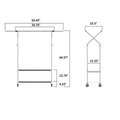 Heavy Duty Clothes Rack,Double Rods Clothing Rack for Hanging Clothes,Rolling