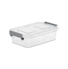2 Pack 2.7QT Small Latching Storage Bins Clear Organizer Containers Gray Lid