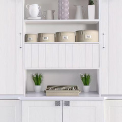 Beige Fabric Dinnerware Storage, 12 In. X 6.25 In. China Plate Container Organiz