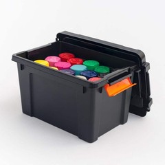 Stackable Storage Tote Bin Plastic Container Box Heavy-duty Black 20Qt 4 Pack