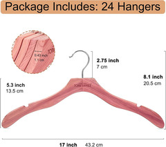 Premium Red Cedar Coat Hangers 24 Pack – No Bump, 360° Hook, Notched