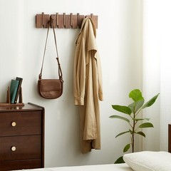 Wood Coat Rack Wall Mount – Large Walnut Piano Coat Rack wtih 5 Hooks for Han…
