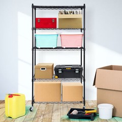 5-Tier Storage Wire Unit Rack Large Space Shelves Rolling with 4 Wheels Casters