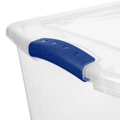 Sterilite 66 Qt Storage Bin Clear Container w/Lid Blue Latch 6 Pack