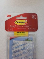 Command, 3M Clear Hooks Medium, 6 Count