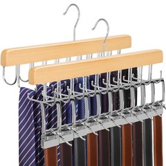 2-Pack 2-in-1 Belt Tie Hanger for Closet Max 60 Belts with 60 Ties Capacity