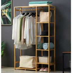 Freestanding Large Wood Clothing Garment Rack Shelf Clothes Hanging Rack Closet