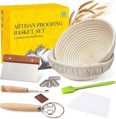 Banneton Proofing Basket for Sourdough Bread, Handmade & Natural Rattan – Round