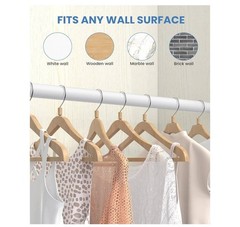 2 Closet Rods for Hanging Clothes, 17-69 Inches Stepless Adjustable Metal Close