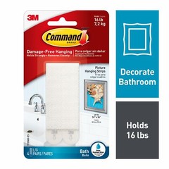 2 Packs 3M Command Bath Large Picture Hanging Strips 4 Pair/Pack (Total 8 Pairs)