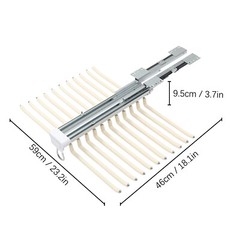 23.2*18.1*3.7in Beige Pull Out Trousers Rack 22 Arms Steel Pull Out Pants Rack