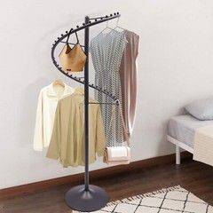 Spiral 360° Rotating Garment Rack – Floor-Standing Clothes Organizer, Black 1.8m