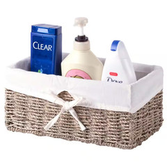 12 In. W X 6.5 In. D X 5.3 In. H Seagrass Shelf Basket Lined with White Lining