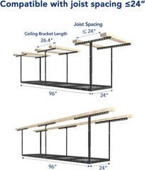 2X8 Garage Storage Rack, Adjustable Overhead Storage Organization System, Heavy