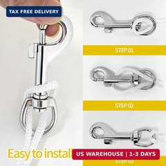 4Pcs Flag Clips Swivel Snap Hook – 2.72″ Metal Clips Heavy Duty for Flagpole Rop
