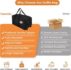2 Pack Extra Heavy Duty Large Moving Bags, Clothes Storage Totes with 2 Wheels