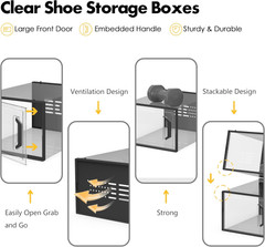 12 Pack X-Large Shoe Storage Box Clear Stackable Organizer Size 11