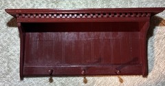Solid WOOD coat Rack Shelf 23 3/8” Wide, WINE RED 3 Pegs Quality Craftsmanship!