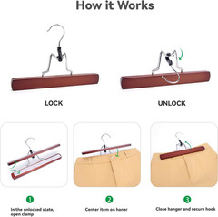 Cherry Wooden Non-Slip Pants Hangers – 10 Pack for Jeans & Skirts