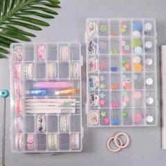 2 PAack Large Clear Plastic Organizer Storage Box Container with Dividers USA
